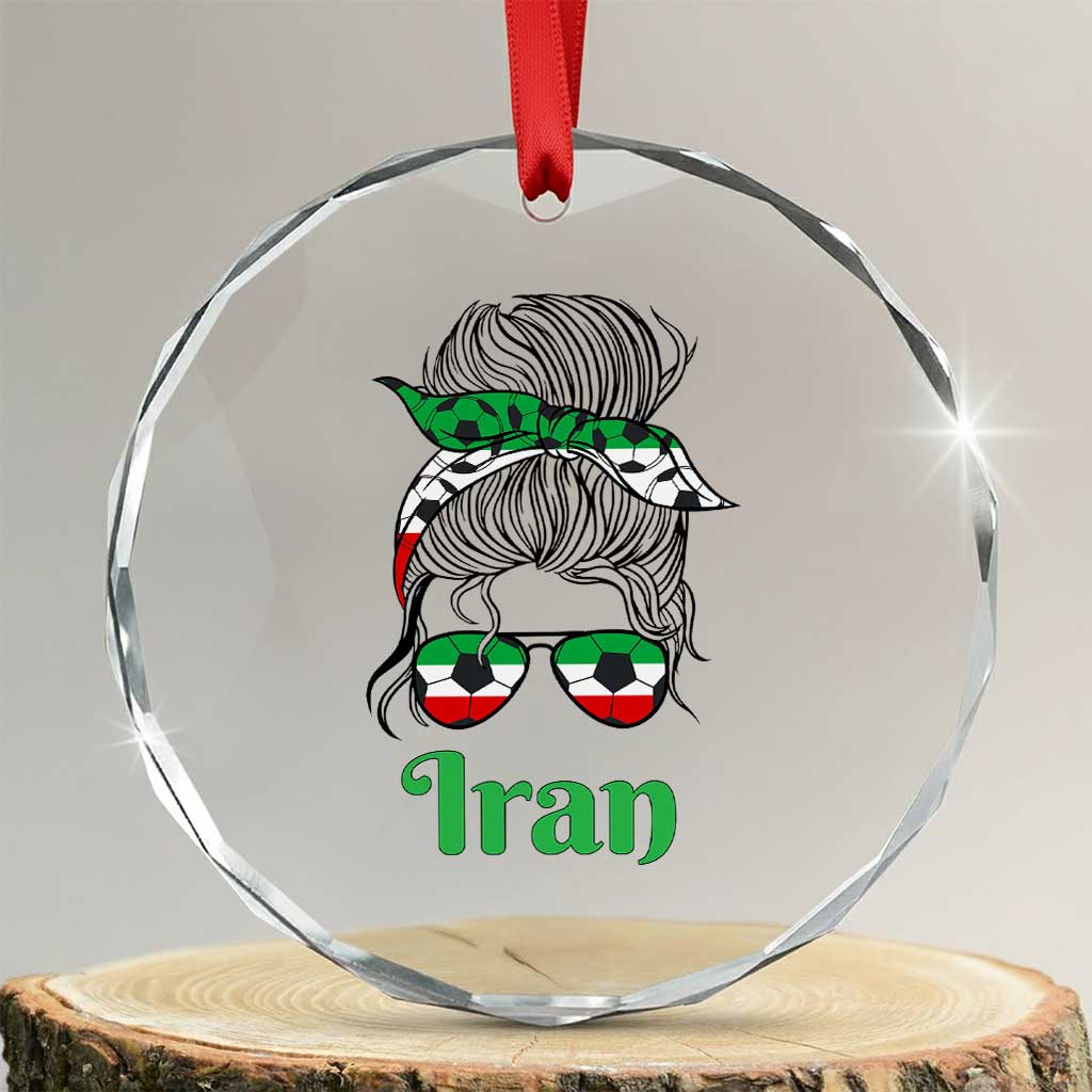 Persian Girl Power Soccer Fan Crystal Glass Ornament Team Iran Heritage Gift TS12 Transparent Glass 3'' Circle Print Your Wear