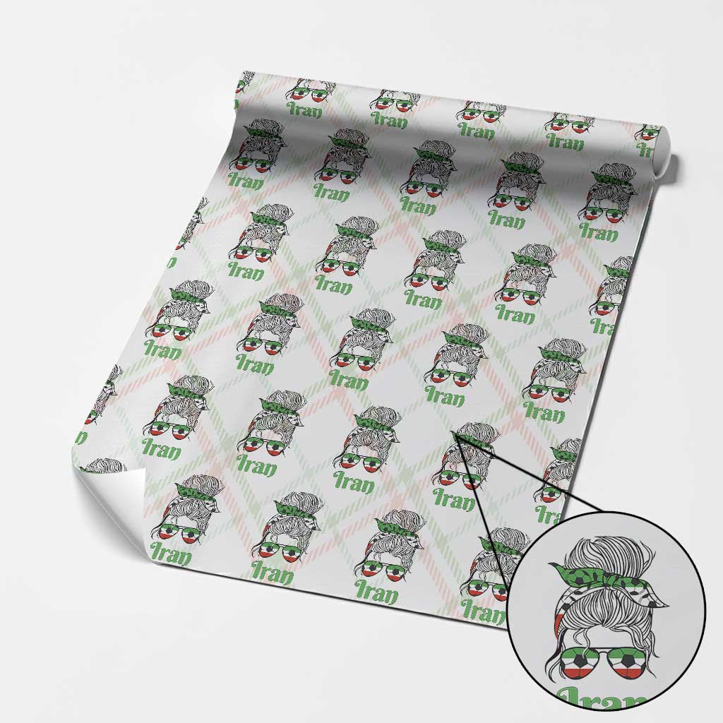 Persian Girl Power Soccer Fan Wrapping Paper Roll Team Iran Heritage Gift