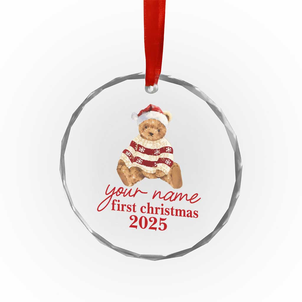 Personalised My First Christmas Crystal Glass Ornament Custom Name Newborn Baby 1st Xmas TS10 Print Your Wear