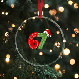 Personalized 67 Christmas Crystal Glass Ornament Custom Text Rizz Aura Farming Six Seven Meme Gen Alpha TS11 Print Your Wear
