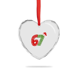 Personalized 67 Christmas Heart Crystal Glass Ornament Custom Text Rizz Aura Farming Six Seven Meme Gen Alpha TS11 Print Your Wear