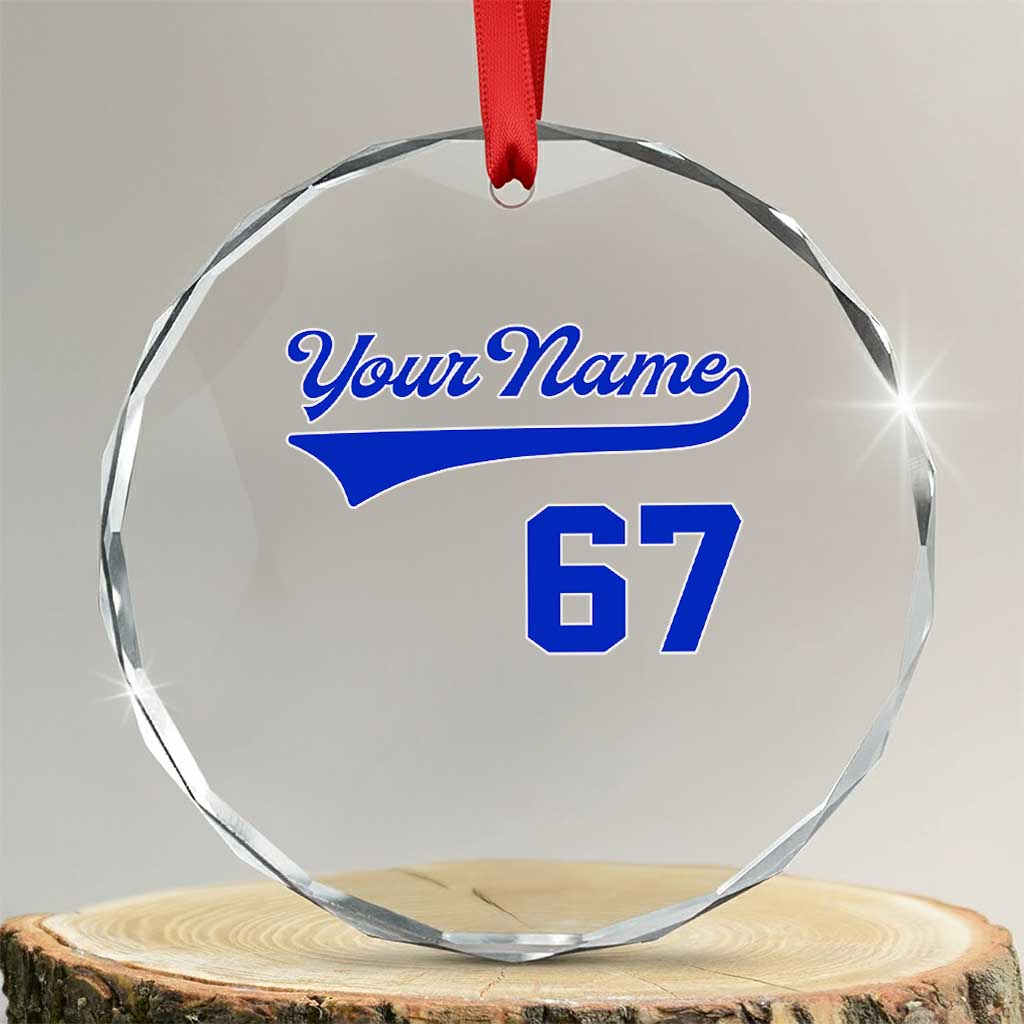 Personalized 67 Jersey Number Crystal Glass Ornament Custom Name Numbered Uniform Sports Team 67th Birthday TS10 Transparent Glass 3'' Circle Print Your Wear