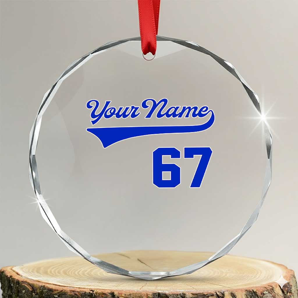 Personalized 67 Jersey Number Crystal Glass Ornament Custom Name Numbered Uniform Sports Team 67th Birthday TS10 Transparent Glass 3'' Circle Print Your Wear