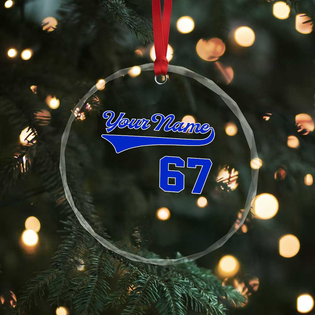 Personalized 67 Jersey Number Crystal Glass Ornament Custom Name Numbered Uniform Sports Team 67th Birthday TS10 Print Your Wear