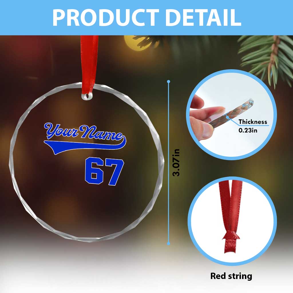 Personalized 67 Jersey Number Crystal Glass Ornament Custom Name Numbered Uniform Sports Team 67th Birthday TS10 Print Your Wear