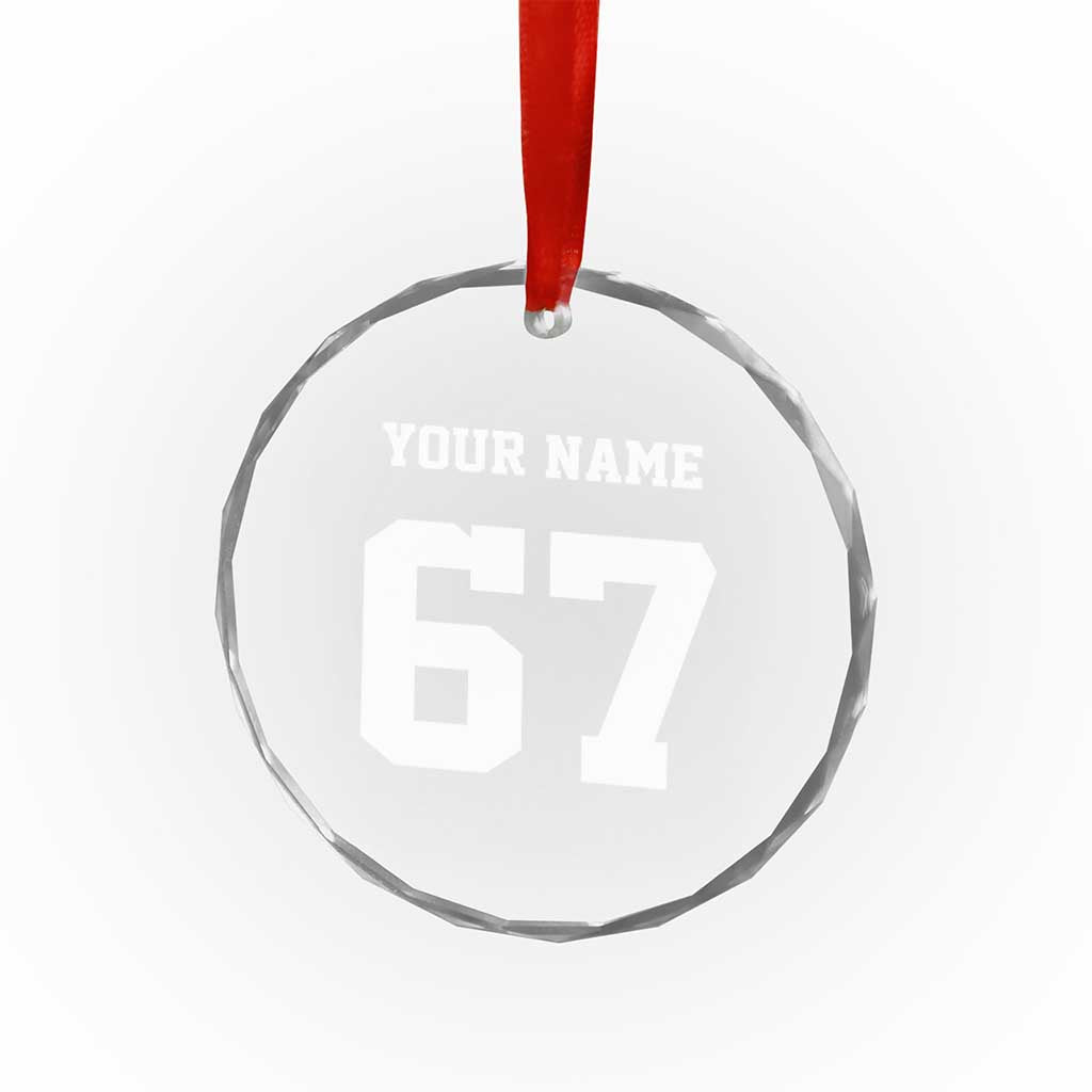 Personalized 67 Jersey Number Crystal Glass Ornament Custom Name Varsity Sports 67th Birthday TS10 Print Your Wear
