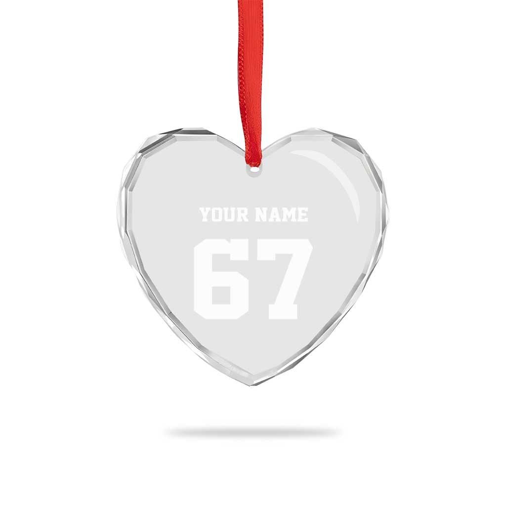 Personalized 67 Jersey Number Heart Crystal Glass Ornament Custom Name Varsity Sports 67th Birthday TS10 Print Your Wear