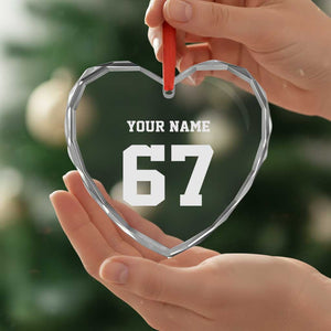 Personalized 67 Jersey Number Heart Crystal Glass Ornament Custom Name Varsity Sports 67th Birthday TS10 Print Your Wear