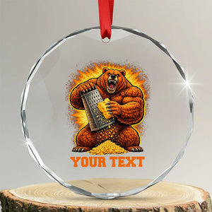 Personalized BF Angry Bear Grating Cheese Crystal Glass Ornament Custom Text Football Fans TS10 Transparent Glass 3'' Circle Print Your Wear