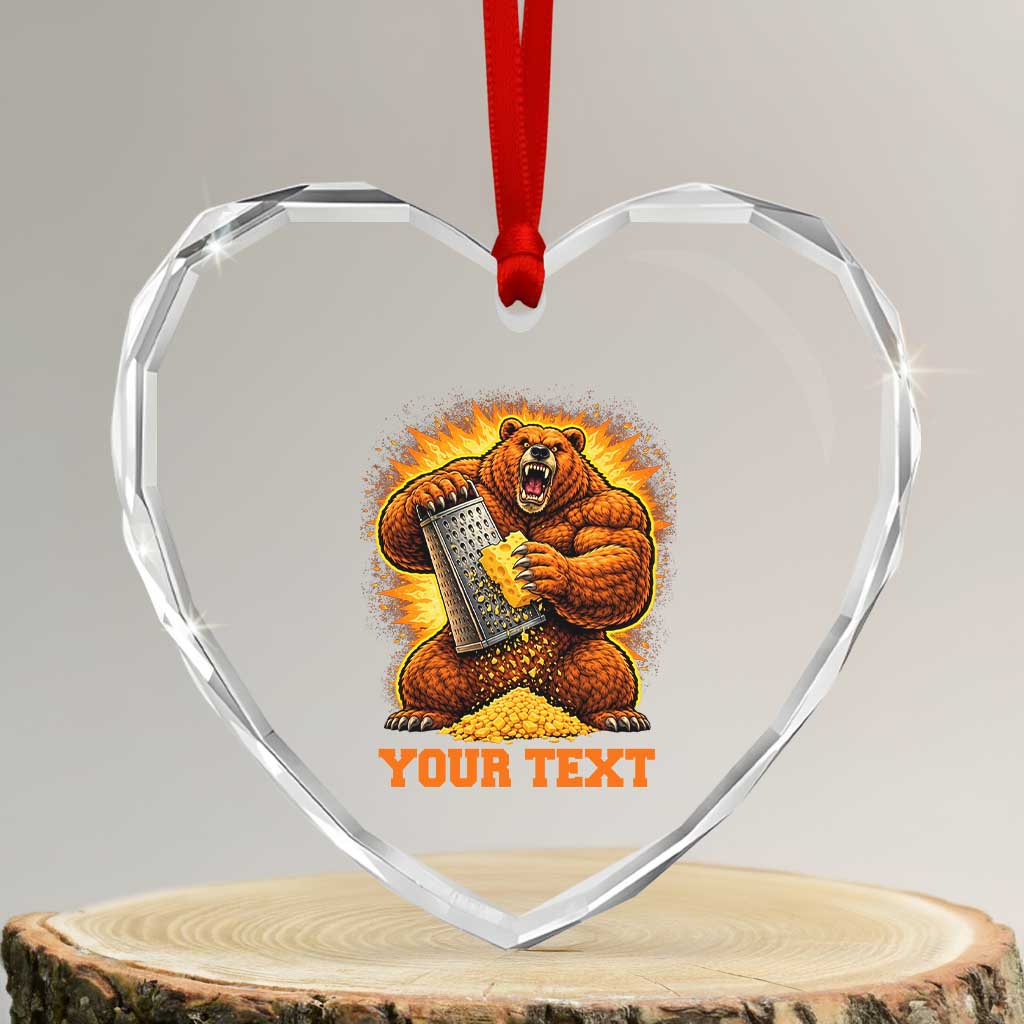 Personalized BF Angry Bear Grating Cheese Heart Crystal Glass Ornament Custom Text Football Fans TS10 Transparent Glass 3'' Heart Print Your Wear