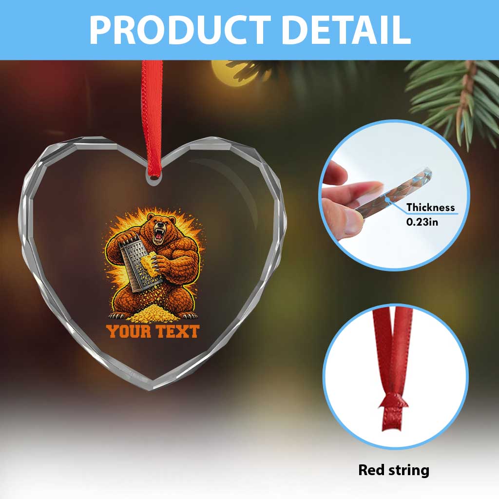 Personalized BF Angry Bear Grating Cheese Heart Crystal Glass Ornament Custom Text Football Fans TS10 Print Your Wear