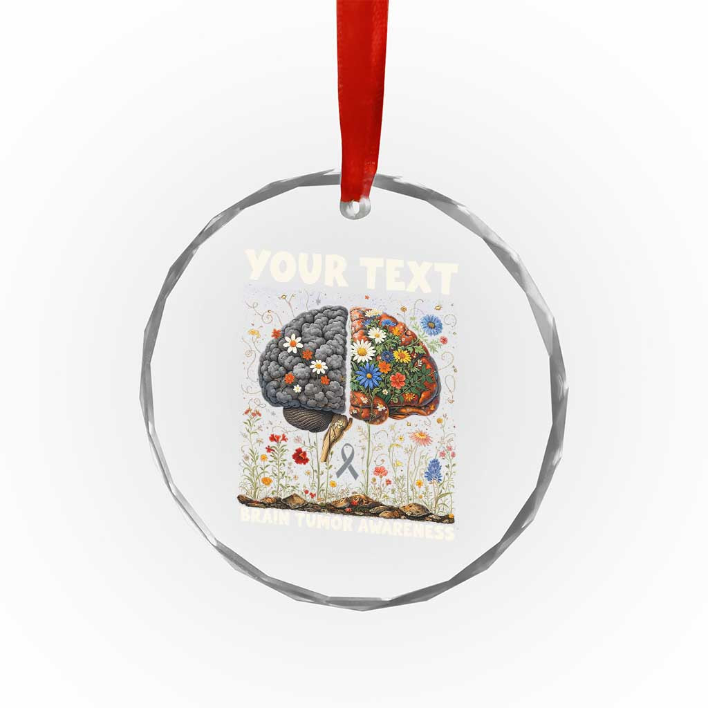 Personalized Brain Tumor Warrior Crystal Glass Ornament Custom Name Gray Ribbon Brain Cancer Awareness TS10 Print Your Wear