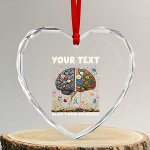 Personalized Brain Tumor Warrior Heart Crystal Glass Ornament Custom Name Gray Ribbon Brain Cancer Awareness TS10 Transparent Glass 3'' Heart Print Your Wear