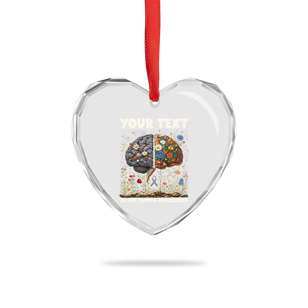 Personalized Brain Tumor Warrior Heart Crystal Glass Ornament Custom Name Gray Ribbon Brain Cancer Awareness TS10 Print Your Wear