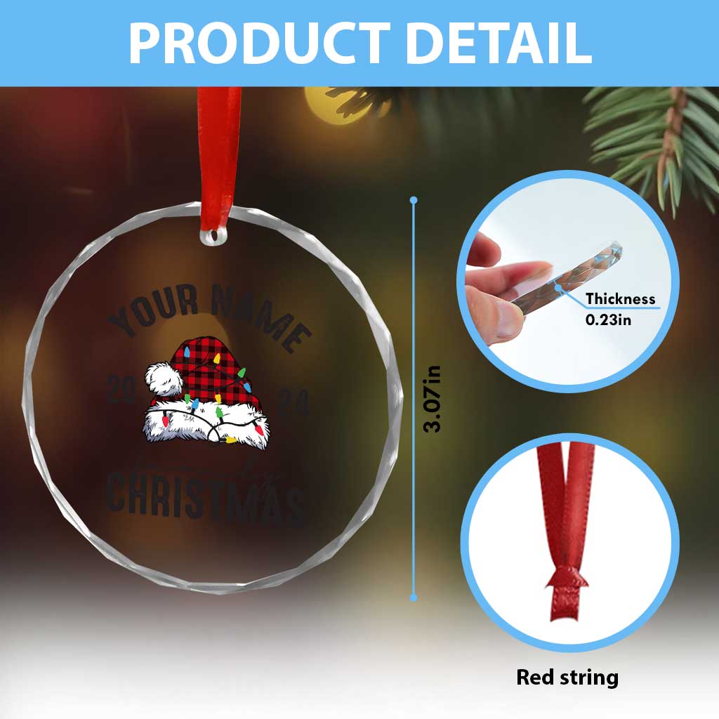 Personalized Christmas Family Crystal Glass Ornament Custom Name Family Christmas 2024 Santa Hat TS11 Print Your Wear