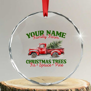 Personalized Christmas Family Crystal Glass Ornament Custom Name Family Farm Christmas Trees Vintage Truck TS11 Transparent Glass 3'' Circle Print Your Wear