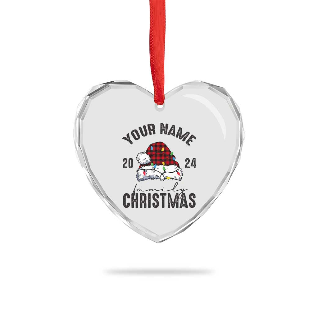 Personalized Christmas Family Heart Crystal Glass Ornament Custom Name Family Christmas 2024 Santa Hat TS11 Print Your Wear
