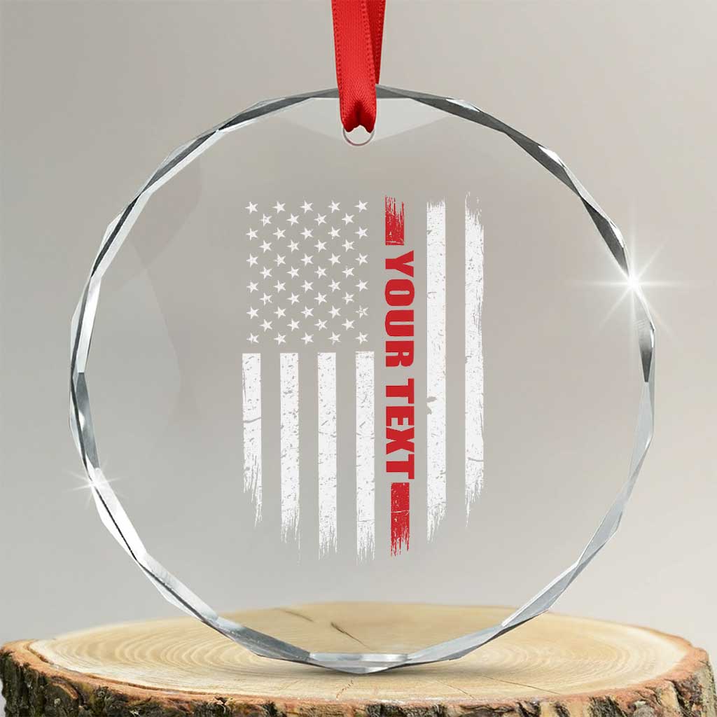 Personalized Firefighter Crystal Glass Ornament Custom Text Name Vintage American Flag Patriot Fireman Gift TS11 Transparent Glass 3'' Circle Print Your Wear