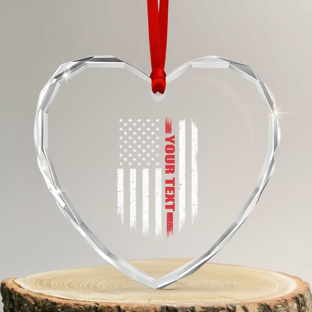 Personalized Firefighter Heart Crystal Glass Ornament Custom Text Name Vintage American Flag Patriot Fireman Gift TS11 Transparent Glass 3'' Heart Print Your Wear