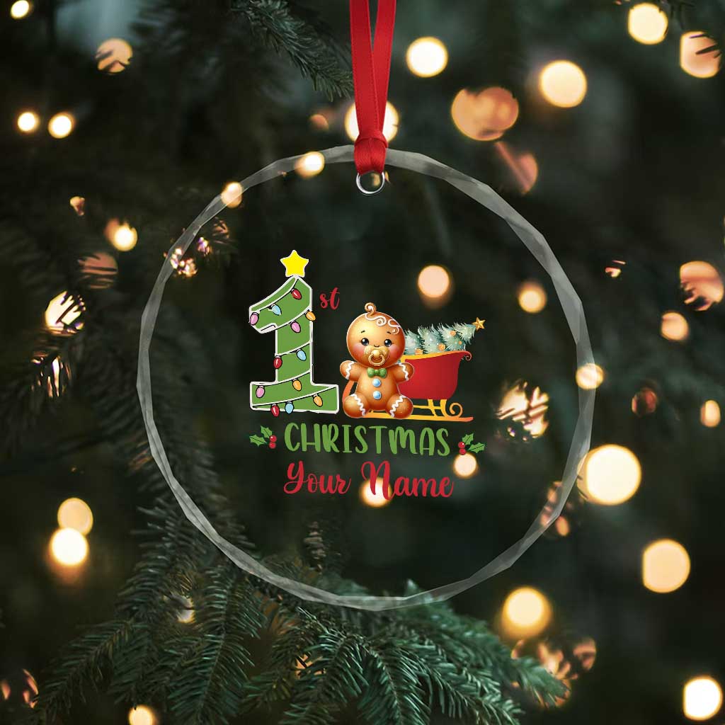 Personalized First Xmas Crystal Glass Ornament Custom Name Baby Gingerbread My 1st Xmas TS09 Print Your Wear