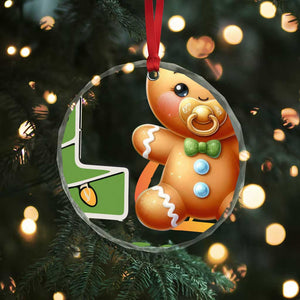 Personalized First Xmas Crystal Glass Ornament Custom Name Baby Gingerbread My 1st Xmas TS09 Print Your Wear
