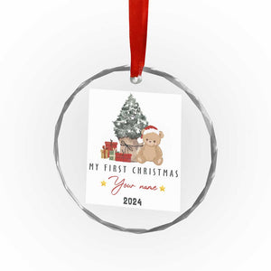 Personalized First Xmas Crystal Glass Ornament Custom Name Toys Xmas Tree TS11 Print Your Wear