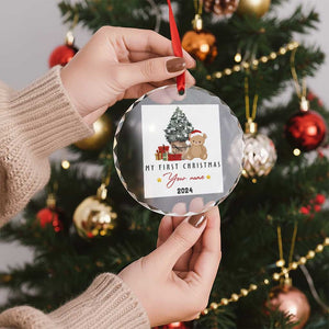 Personalized First Xmas Crystal Glass Ornament Custom Name Toys Xmas Tree TS11 Print Your Wear