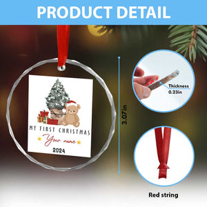 Personalized First Xmas Crystal Glass Ornament Custom Name Toys Xmas Tree TS11 Print Your Wear
