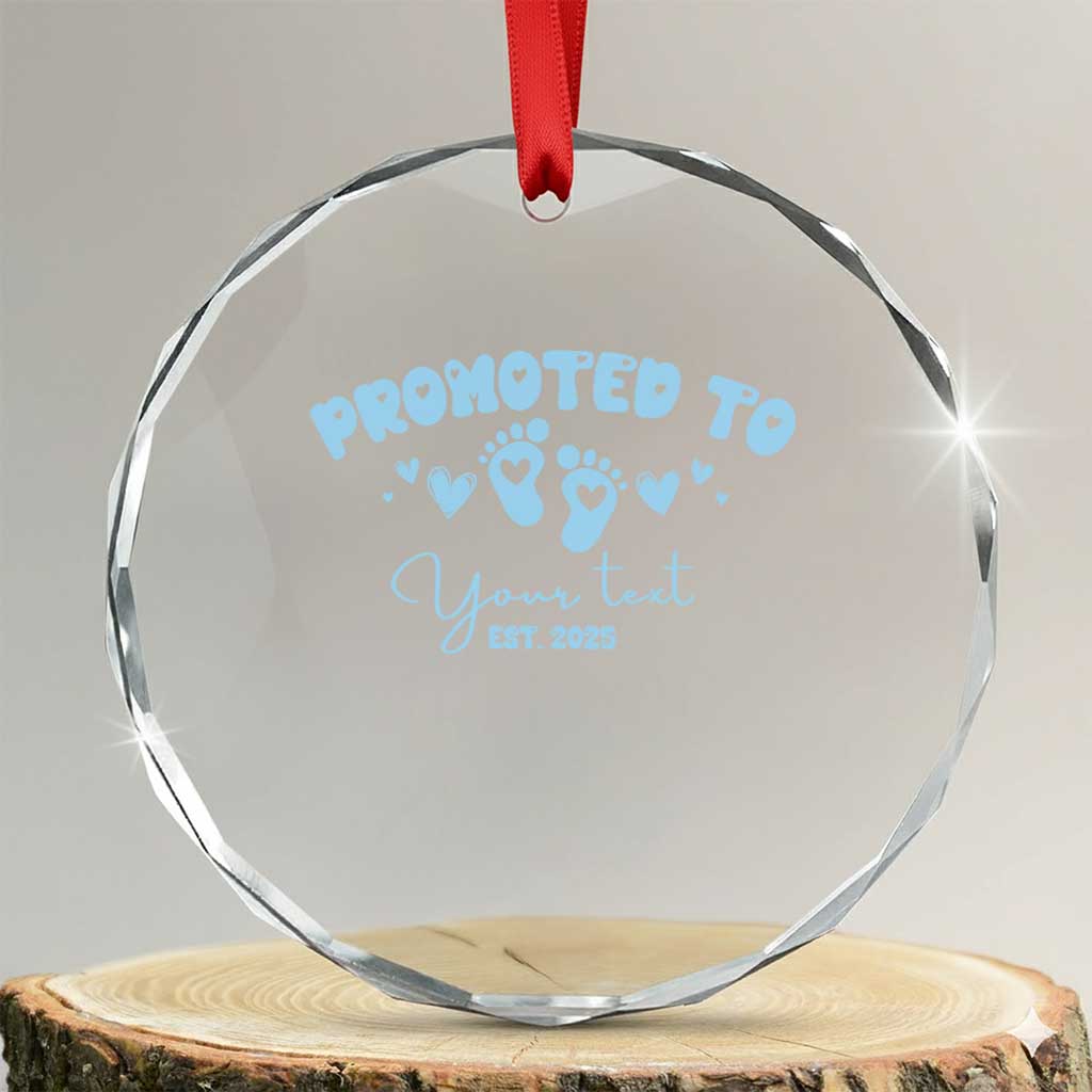 Personalized Gender Reveal Crystal Glass Ornament Custom Text Baby Boy Reveal Blue Family Matching TS10 Transparent Glass 3'' Circle Print Your Wear