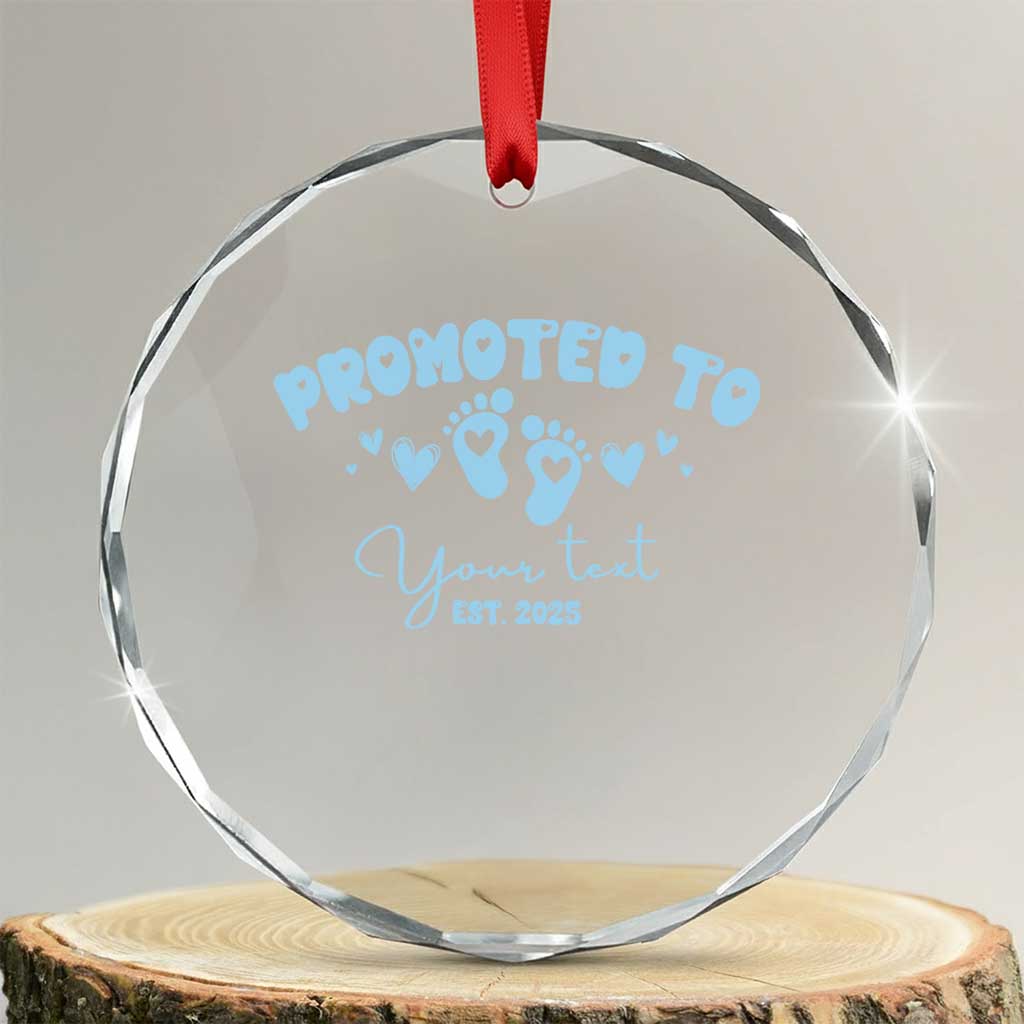 Personalized Gender Reveal Crystal Glass Ornament Custom Text Baby Boy Reveal Blue Family Matching TS10 Transparent Glass 3'' Circle Print Your Wear