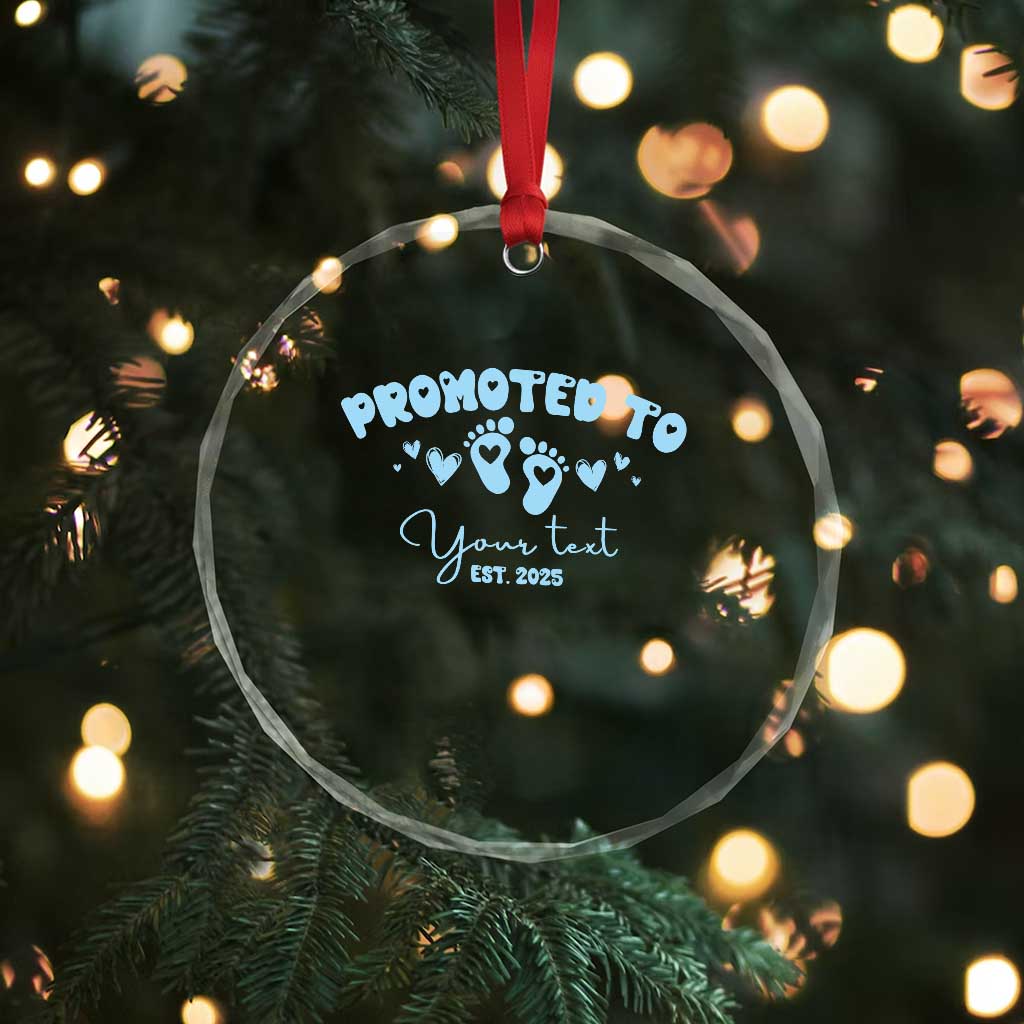 Personalized Gender Reveal Crystal Glass Ornament Custom Text Baby Boy Reveal Blue Family Matching TS10 Print Your Wear