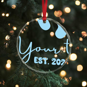 Personalized Gender Reveal Crystal Glass Ornament Custom Text Baby Boy Reveal Blue Family Matching TS10 Print Your Wear