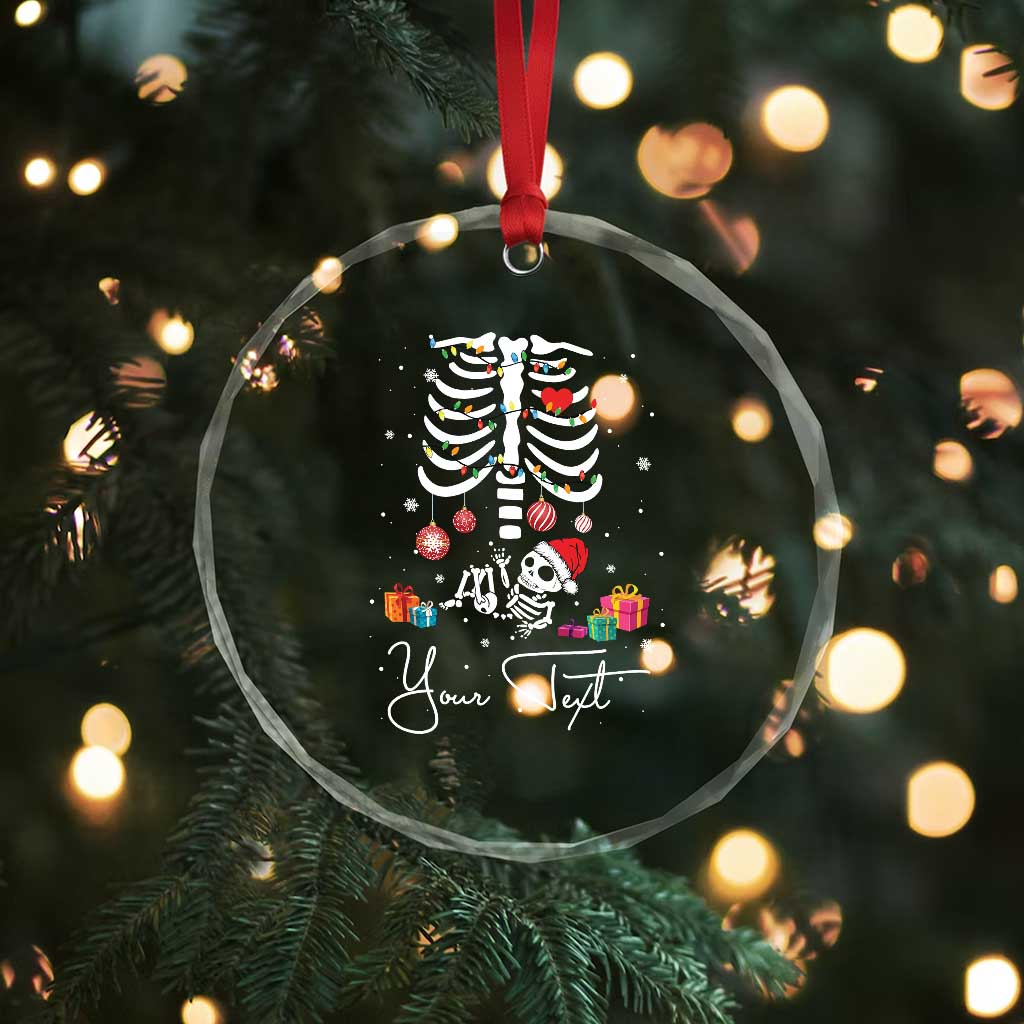 Personalized Pregnancy Announcement Crystal Glass Ornament Custom Name Maternity Christmas Skeleton Baby Monster Mom To Be Tee TS10 Print Your Wear