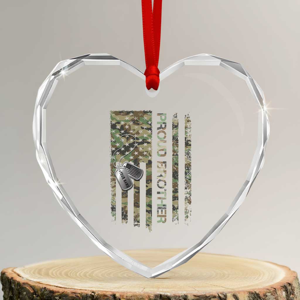 Personalized Proud Army Brother Heart Crystal Glass Ornament Custom Name Dog Tag Camo American Flag Gift TS10 Transparent Glass 3'' Heart Print Your Wear