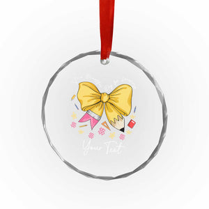Personalized Teacher Coquette Bow Crystal Glass Ornament Custom Name Cute Teacher Appreciation Gift TS10 Print Your Wear
