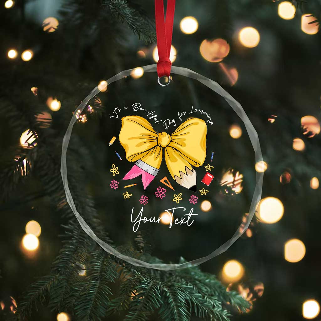 Personalized Teacher Coquette Bow Crystal Glass Ornament Custom Name Cute Teacher Appreciation Gift TS10 Print Your Wear
