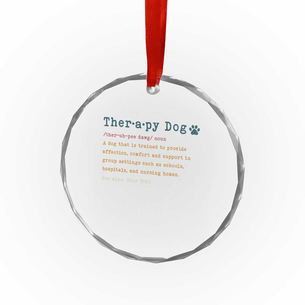 Personalized Therapy Dog Crystal Glass Ornament Retro Custom Name Pet Partners TS10 Print Your Wear