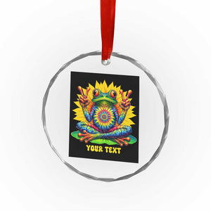 Personalized Tie Dye Hippie Frog Name Crystal Glass Ornament Custom Text Peace Sign Hippie Sunflower TS11 Print Your Wear