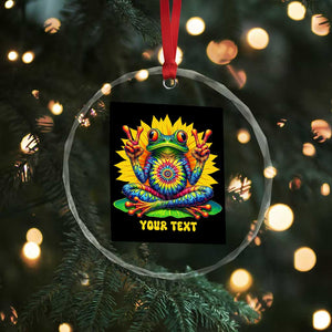 Personalized Tie Dye Hippie Frog Name Crystal Glass Ornament Custom Text Peace Sign Hippie Sunflower TS11 Print Your Wear