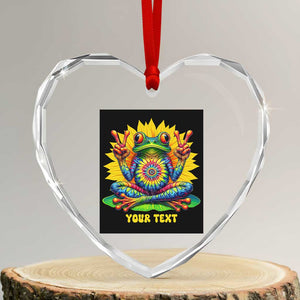 Personalized Tie Dye Hippie Frog Name Heart Crystal Glass Ornament Custom Text Peace Sign Hippie Sunflower TS11 Transparent Glass 3'' Heart Print Your Wear