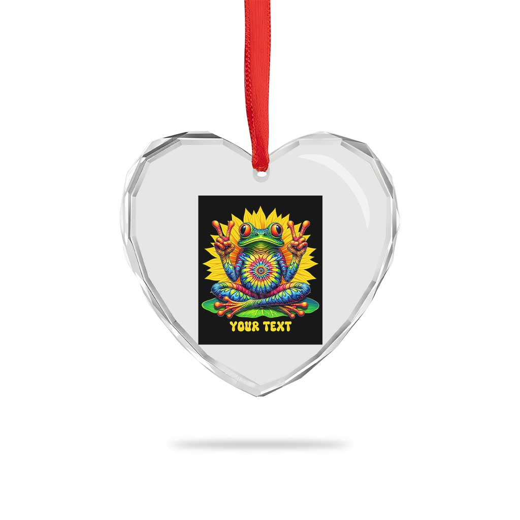 Personalized Tie Dye Hippie Frog Name Heart Crystal Glass Ornament Custom Text Peace Sign Hippie Sunflower TS11 Print Your Wear