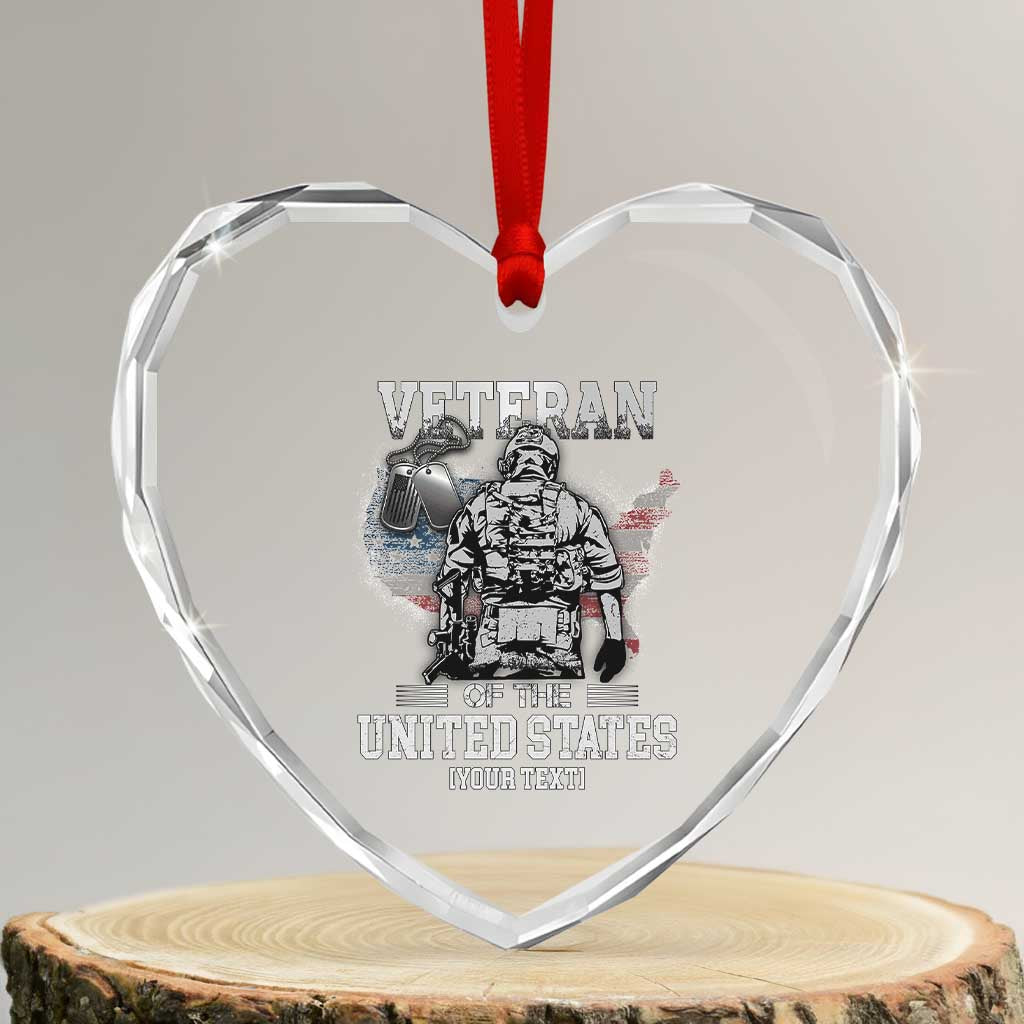 Personalized Veteran Flag Heart Crystal Glass Ornament Custom Name U.S. Army TS10 Transparent Glass 3'' Heart Print Your Wear