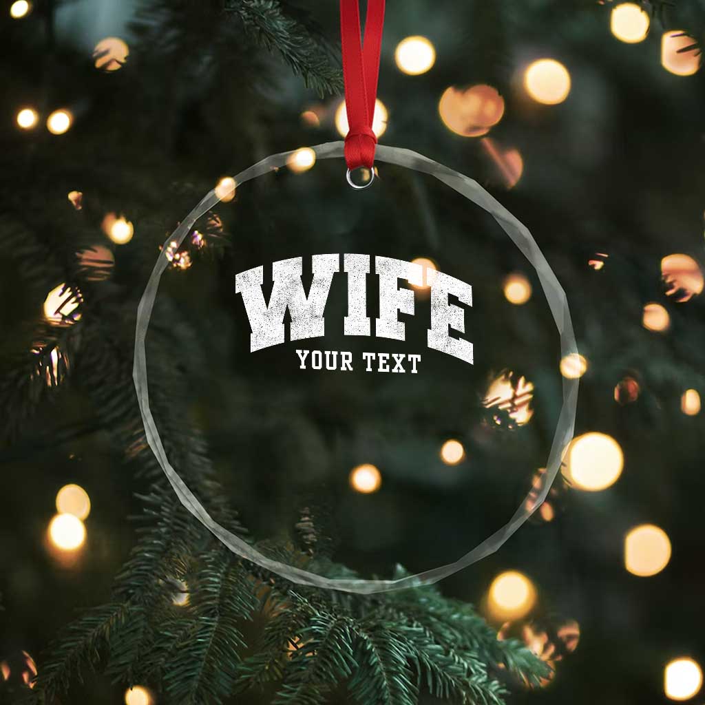 Personalized Wife Crystal Glass Ornament Custom Text Name Wifey Marriage Anniversary Couple Gift