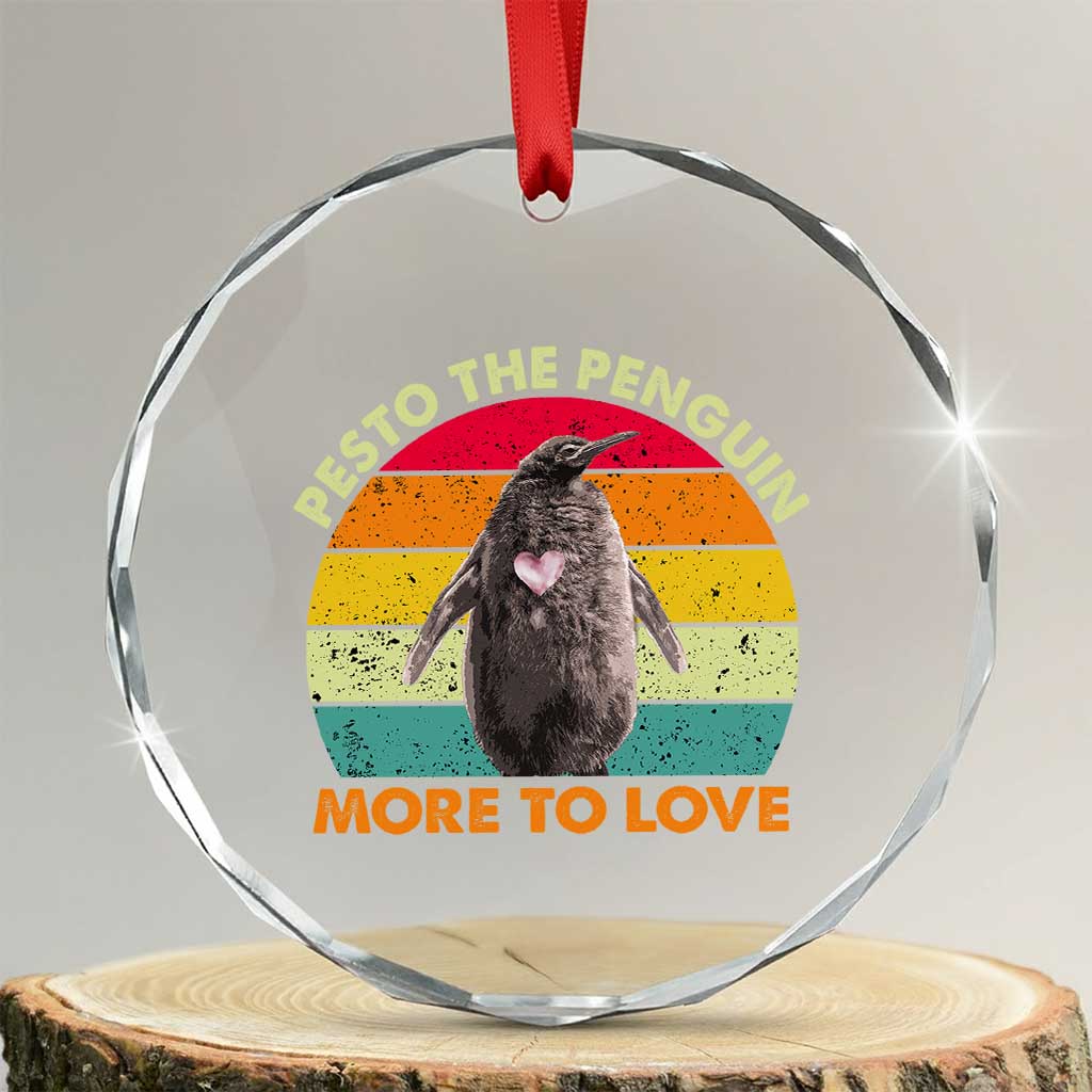 Pesto The Penguin Crystal Glass Ornament More To Love Vintage Sunset Retro TS11 Transparent Glass 3'' Circle Print Your Wear