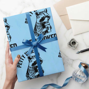 Petty When Provoked Wrapping Paper Roll Funny Raccoon Meme TS14 Light Blue Print Your Wear