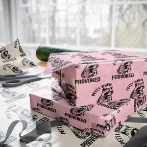 Petty When Provoked Wrapping Paper Roll Funny Raccoon Meme TS14 Light Pink Print Your Wear