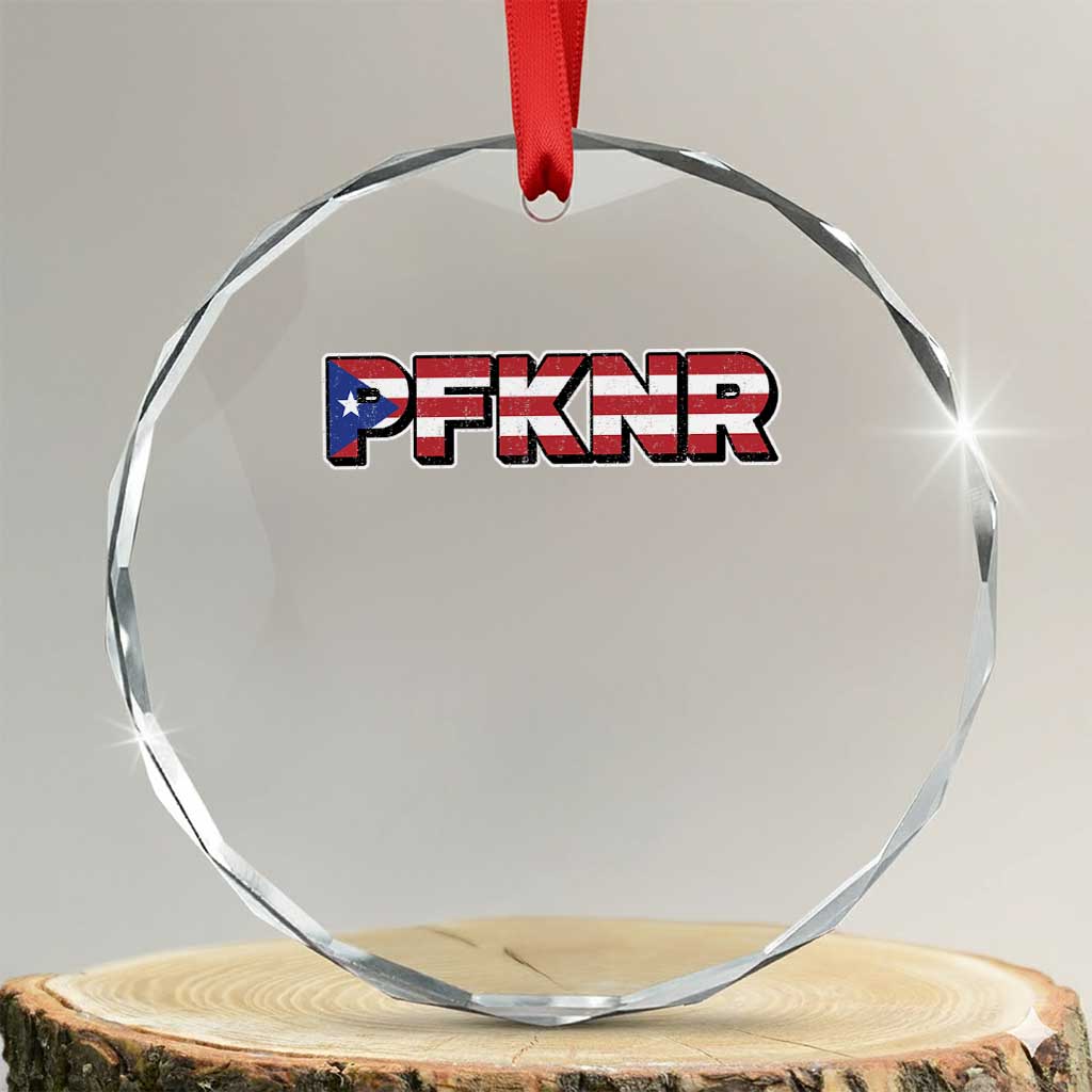 PFKNR Crystal Glass Ornament Vintage Boricua Puerto Rican Flag TS10 Transparent Glass 3'' Circle Print Your Wear
