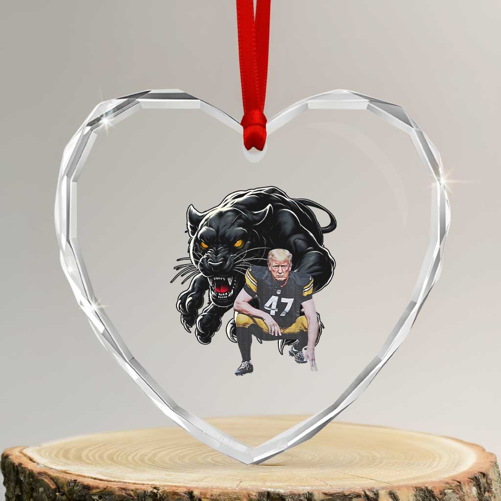 PFS Trump Football Heart Crystal Glass Ornament Vintage Athletic Sports Fan Mascot Game Day TS10 Transparent Glass 3'' Heart Print Your Wear