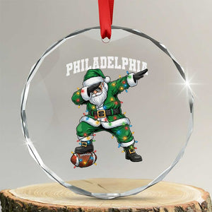 Christmas PFE Crystal Glass Ornament Funny Dabbing Santa Football Lovers Game Day TS10 Transparent Glass 3'' Circle Print Your Wear