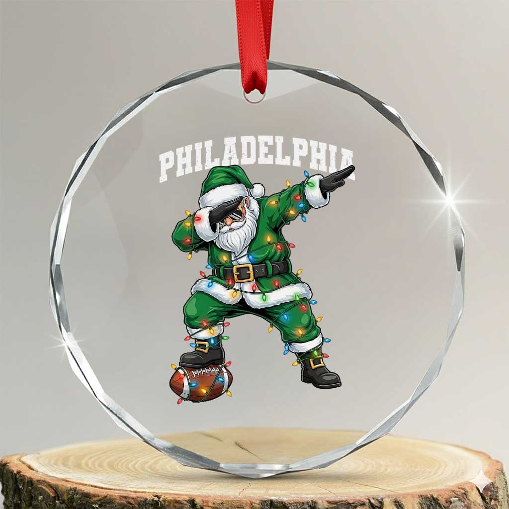 Christmas PFE Crystal Glass Ornament Funny Dabbing Santa Football Lovers Game Day TS10 Transparent Glass 3'' Circle Print Your Wear